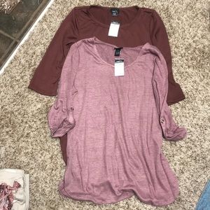 2 women’s Rue 21 NWT 3/4 length sleeve shirts
